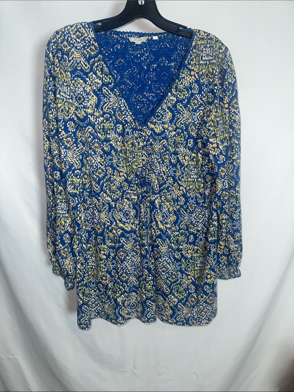 Fat Face Blue Floral-Print V-Neck Tunic